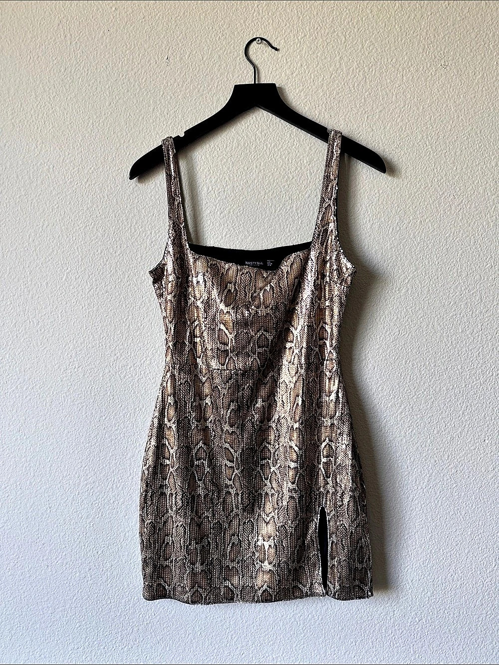 Nasty Gal Snake Print sequin dress in Brown & Gold Like New